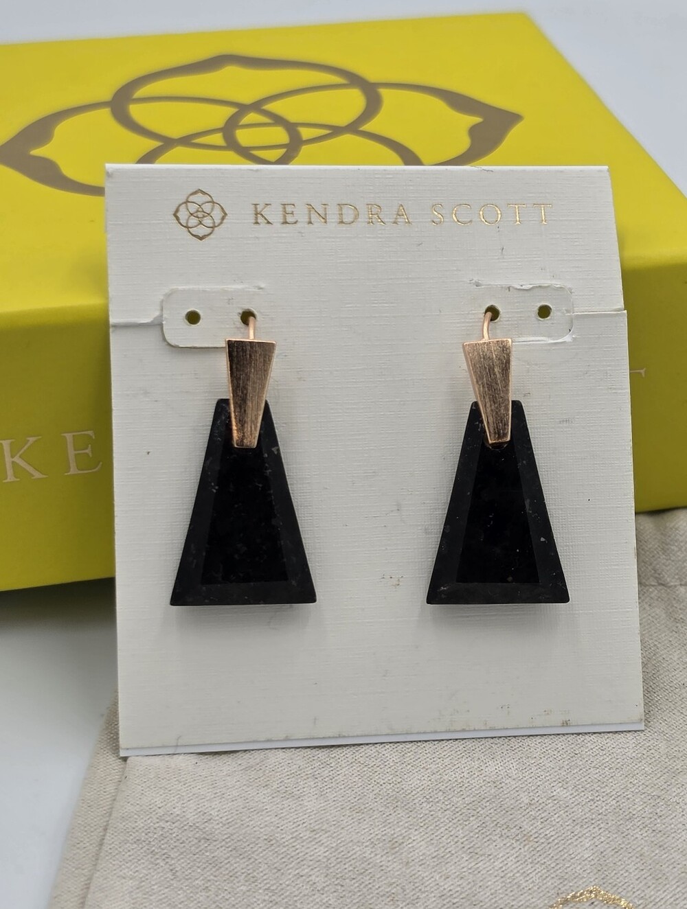 Kendra Scott Collins earrings featuring striking triangular black granite stones